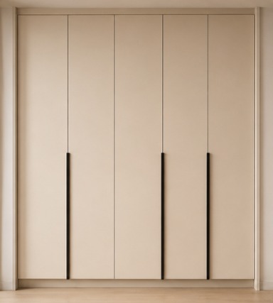 Minimalist built-in TV feature wall with warm cove lighting — view 1
