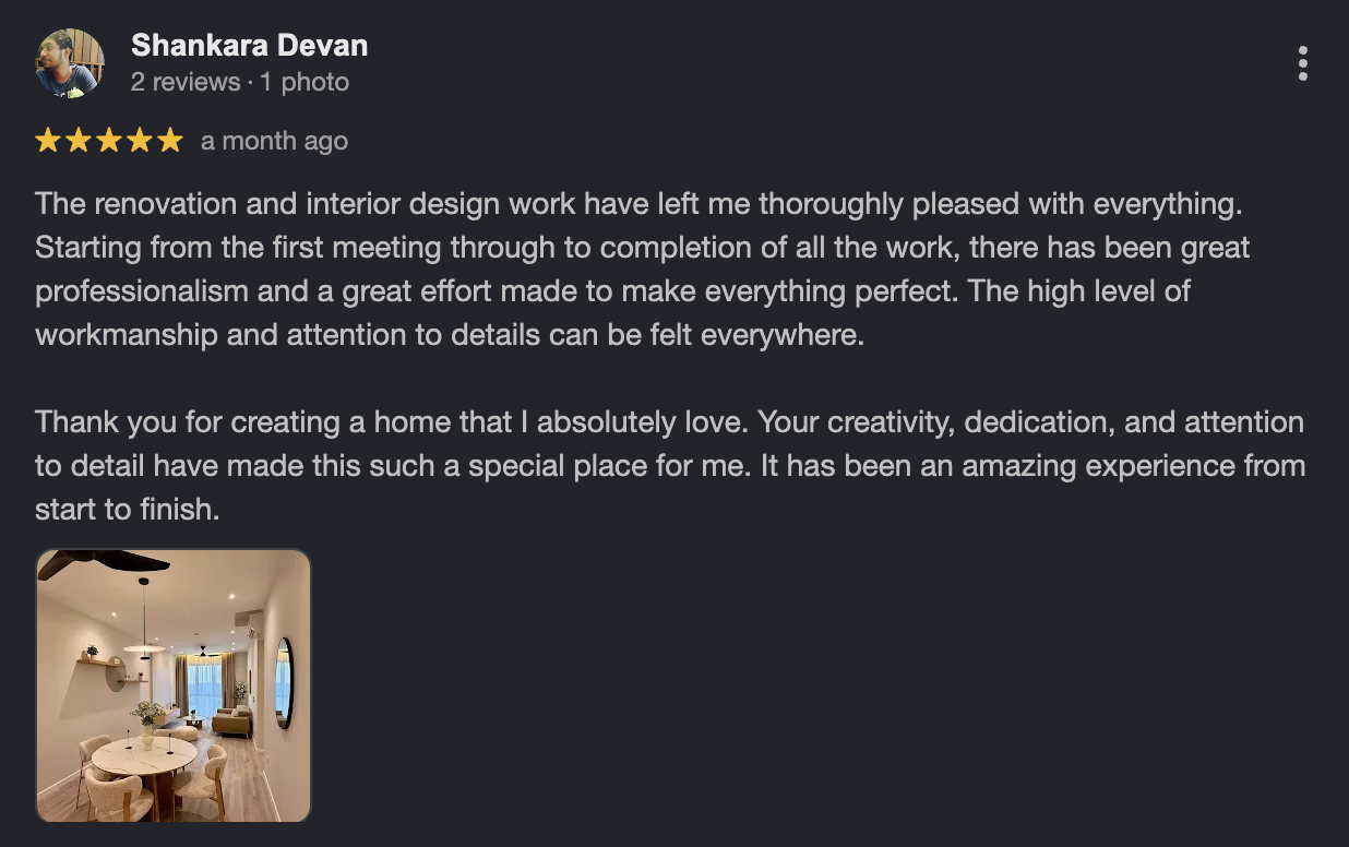 Google review 1 for Legit Interior
