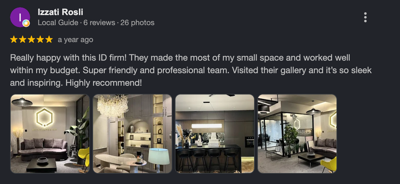 Google review for Legit Interior