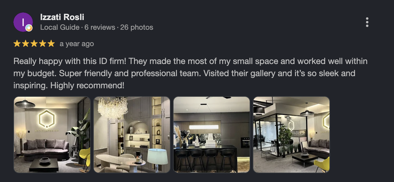 Google review 2 for Legit Interior
